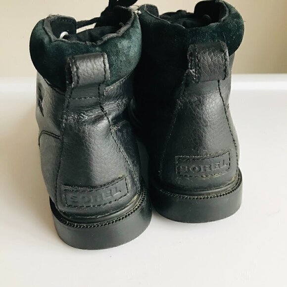 Sorel Madson Black Leather Waterproof Moc Toe Boot Size 5 EUR 37